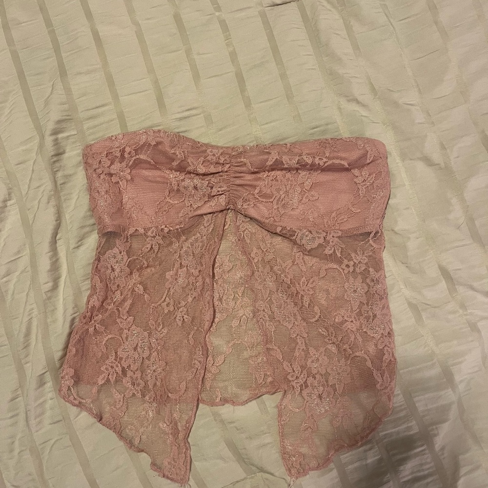 Edikted Lace Bandeau Pink Top Size M